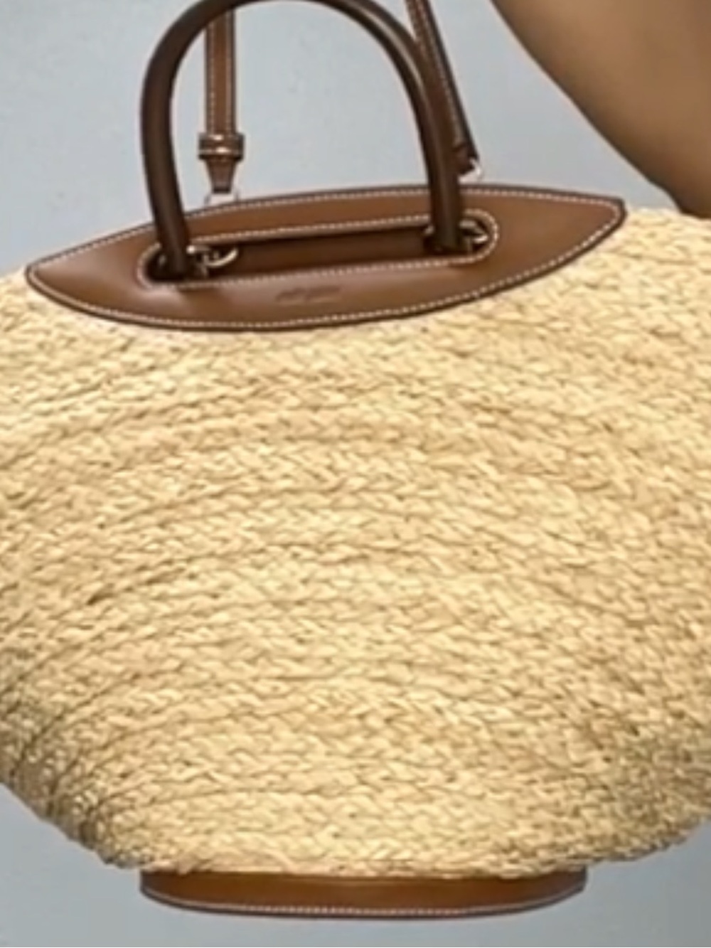Cult Gaia Tan Straw Tote with Brown Leather Handles - Picture 5 of 8